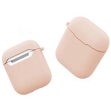 Macaron Matte Shockproof Anti-fall Silicone Protective Case for Apple AirPods - Sand Pink