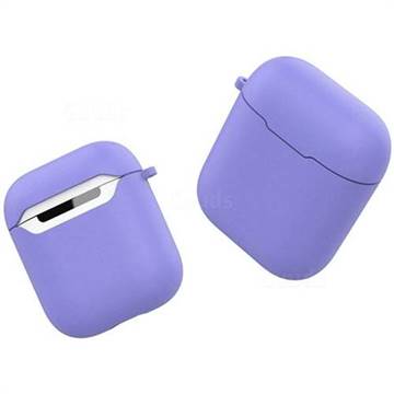 Macaron Matte Shockproof Anti-fall Silicone Protective Case for Apple AirPods - Purple