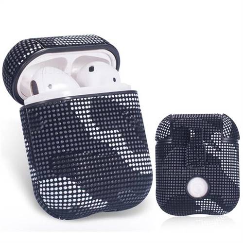 Camouflage PU Leather Case for Apple AirPods - Black Gray
