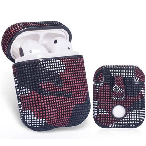 Camouflage PU Leather Case for Apple AirPods - Black Red