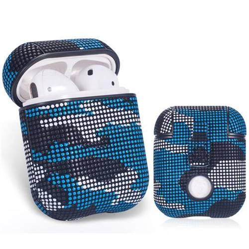 Camouflage PU Leather Case for Apple AirPods - Blue White