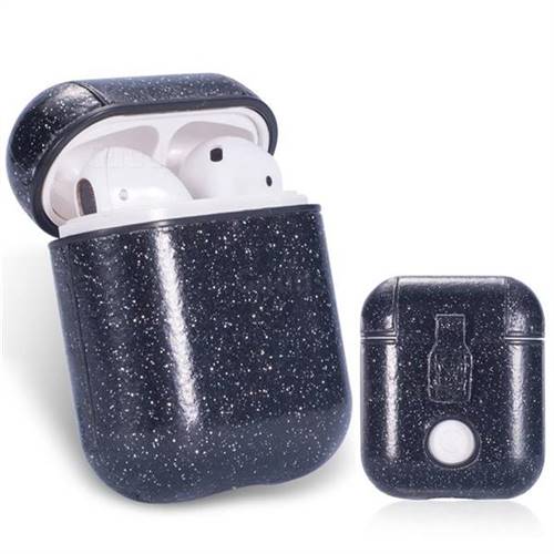 Shine Powder PU Leather Case for Apple AirPods - Black