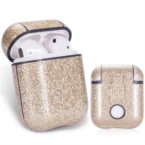 Shine Powder PU Leather Case for Apple AirPods - Golden