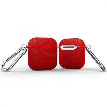 Howmak Litchi Texture Anti-fall Silicone Case for Apple AirPods - Red