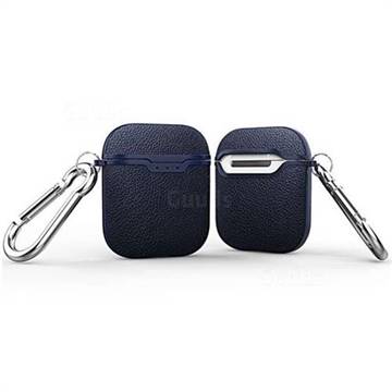 Howmak Litchi Texture Anti-fall Silicone Case for Apple AirPods - Blue