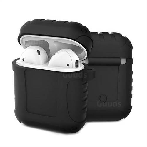 Shockproof Anti-fall Armor Silicone Case for Apple AirPods - Black