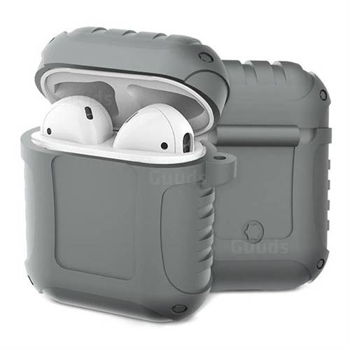 Shockproof Anti-fall Armor Silicone Case for Apple AirPods - Gray
