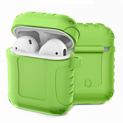 Shockproof Anti-fall Armor Silicone Case for Apple AirPods - Dark Green
