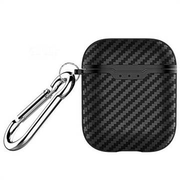 Howmak Carbon Fiber Texture Anti-fall Silicone Case for Apple AirPods - Black