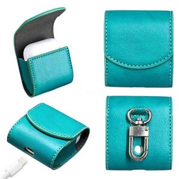 Oil Grain Pattern Slim Leather Pouch for Apple AirPods - Green