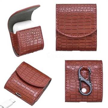 Crocodile Pattern Slim Leather Pouch Case for Apple AirPods - Red