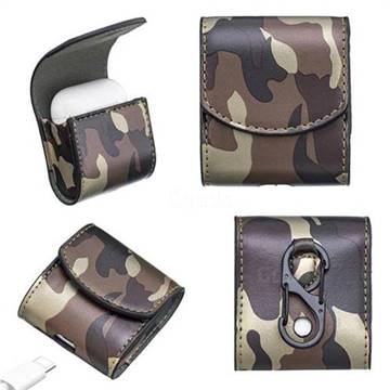 Camouflage Pattern PU Leather Protective Case for Apple AirPods - Brown