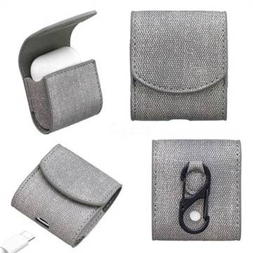 Jeans Cowboy Denim Pattern PU Leather Protective Case for Apple AirPods - Gray