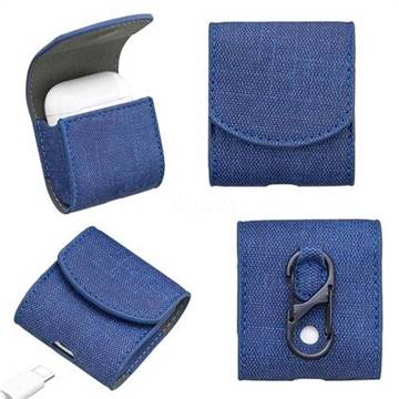 Jeans Cowboy Denim Pattern PU Leather Protective Case for Apple AirPods - Blue