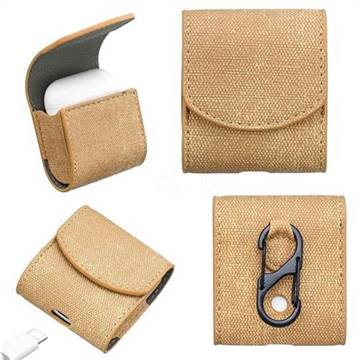 Jeans Cowboy Denim Pattern PU Leather Protective Case for Apple AirPods - Khaki