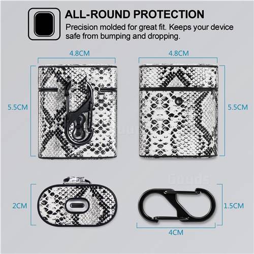 Python Pattern Leather Pouch Protective Case for Apple AirPods 1 2 - White  - AirPods 1 2 Cases - Guuds