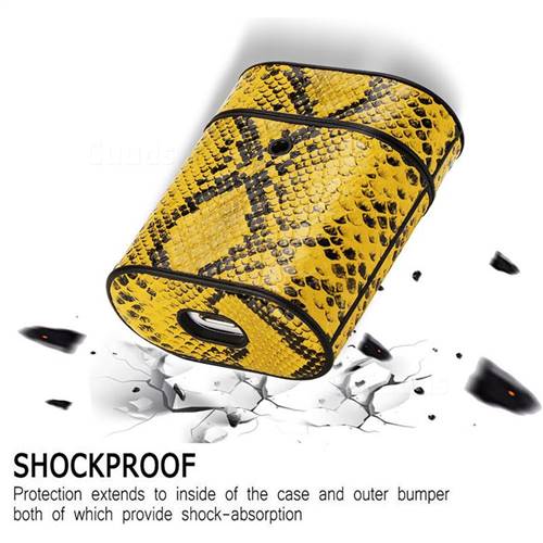 Python Pattern Leather Pouch Protective Case for Apple AirPods 1 2 - Yellow  - AirPods 1 2 Cases - Guuds