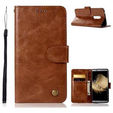 Luxury Retro Leather Wallet Case for ZTE Axon 7 - Brown