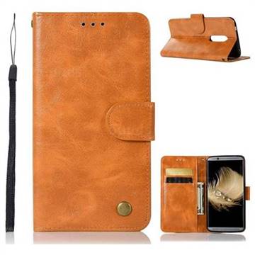 Luxury Retro Leather Wallet Case for ZTE Axon 7 - Golden