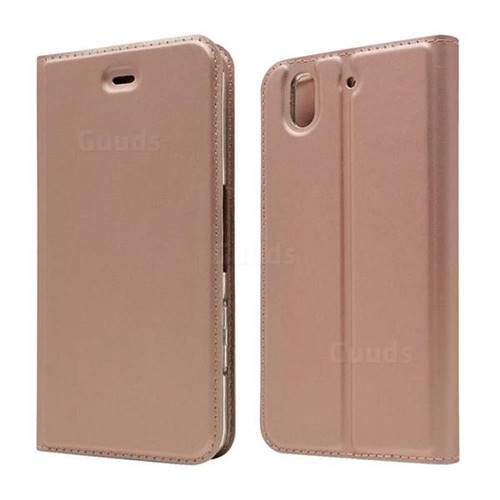 Ultra Slim Card Magnetic Automatic Suction Leather Wallet Case for FUJITSU Docomo Arrows Be F-04K - Rose Gold