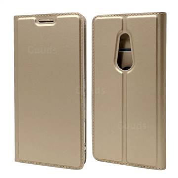 Ultra Slim Card Magnetic Automatic Suction Leather Wallet Case for FUJITSU Docomo Arrows Be4 F-41A - Champagne