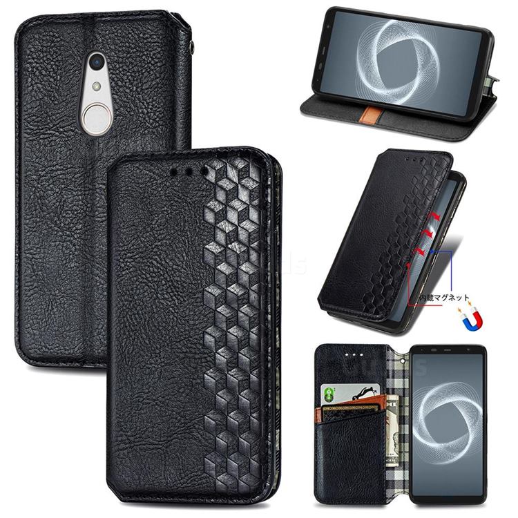 Ultra Slim Fashion Business Card Magnetic Automatic Suction Leather Flip Cover for FUJITSU Docomo Arrows Be4 Plus F-41B - Black