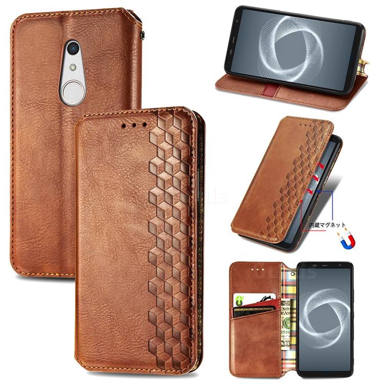 Ultra Slim Fashion Business Card Magnetic Automatic Suction Leather Flip Cover for FUJITSU Docomo Arrows Be4 Plus F-41B - Brown