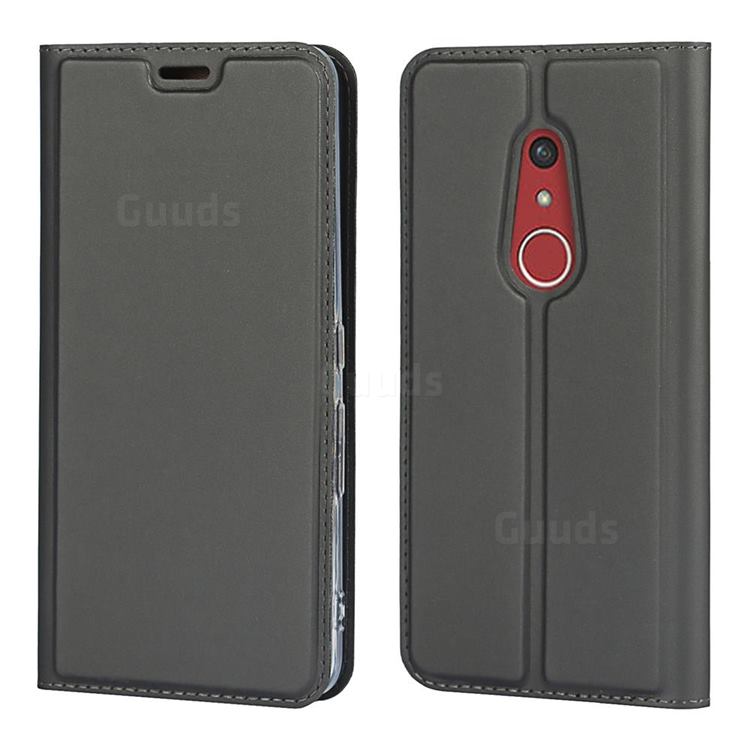 Ultra Slim Card Magnetic Automatic Suction Leather Wallet Case for FUJITSU Docomo Arrows Be4 Plus F-41B - Star Grey