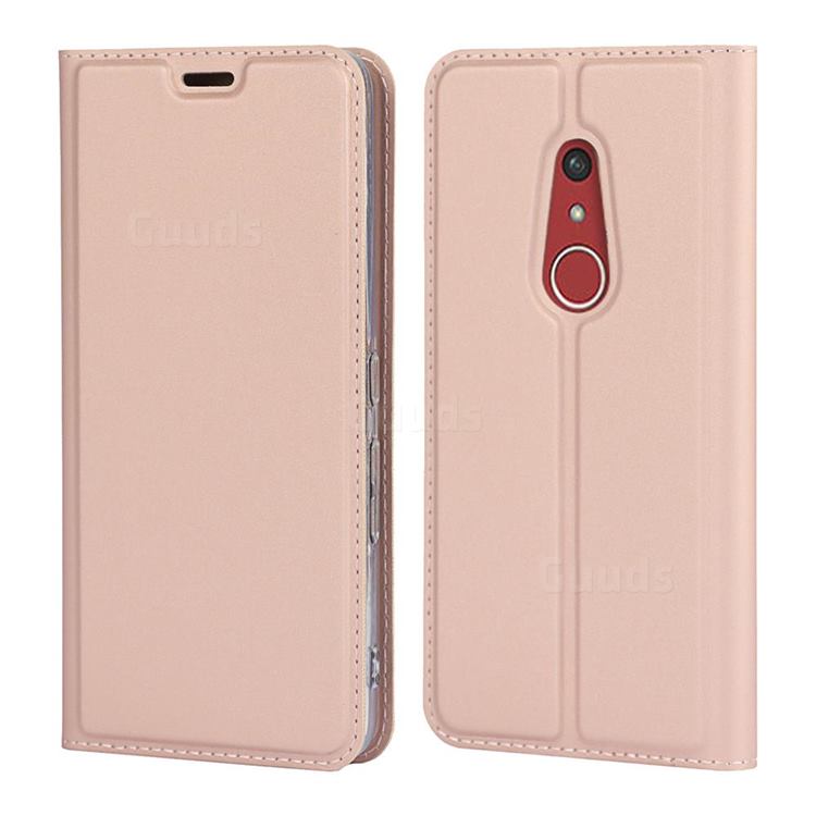 Ultra Slim Card Magnetic Automatic Suction Leather Wallet Case for FUJITSU Docomo Arrows Be4 Plus F-41B - Rose Gold