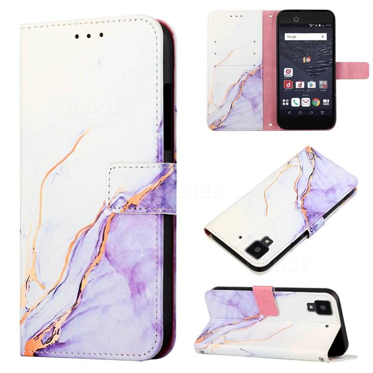 Purple White Marble Leather Wallet Protective Case for Fujitsu Arrows NX F-01J