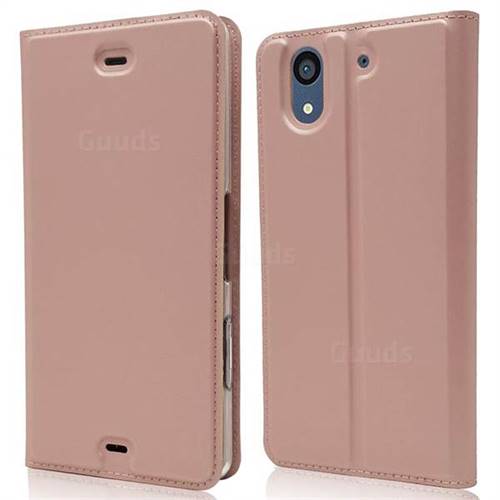 Ultra Slim Card Magnetic Automatic Suction Leather Wallet Case for Docomo Arrows NX F-01K - Rose Gold