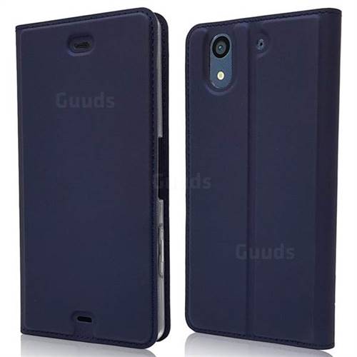 Ultra Slim Card Magnetic Automatic Suction Leather Wallet Case for Docomo Arrows NX F-01K - Royal Blue