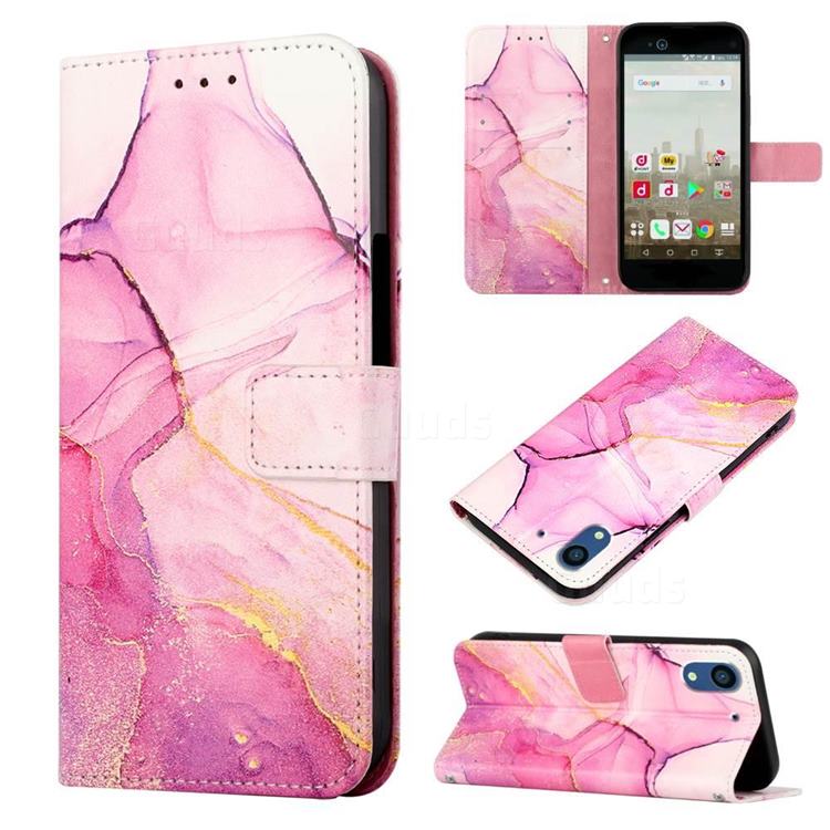Pink Purple Marble Leather Wallet Protective Case for Docomo Arrows NX F-01K