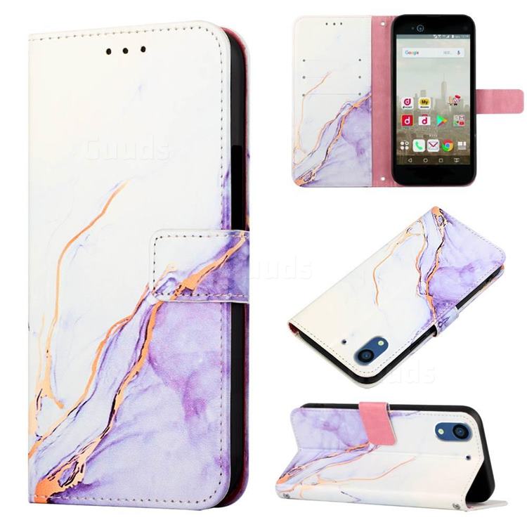Purple White Marble Leather Wallet Protective Case for Docomo Arrows NX F-01K