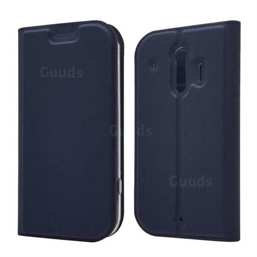 Ultra Slim Card Magnetic Automatic Suction Leather Wallet Case for Docomo Raku-Raku Phone Me(F-01L) - Royal Blue