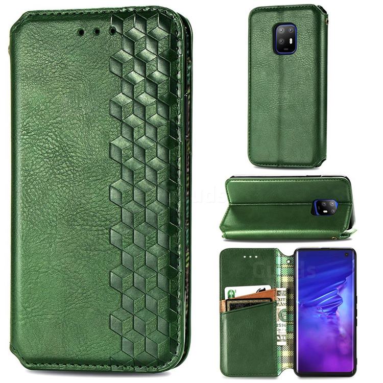 Ultra Slim Fashion Business Card Magnetic Automatic Suction Leather Flip Cover for FUJITSU Docomo Arrows 5G F-51A - Green