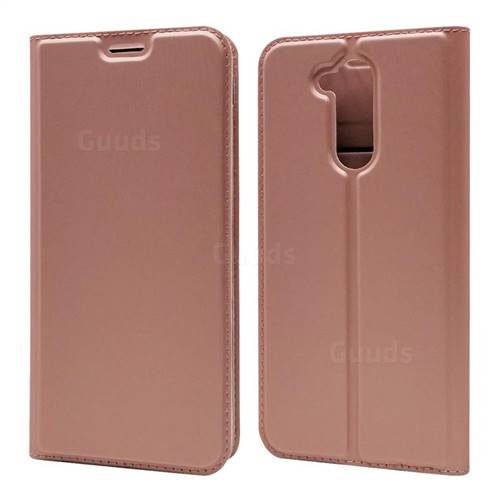 Ultra Slim Card Magnetic Automatic Suction Leather Wallet Case for Docomo LG style2 L-01L (6.0 inch) - Rose Gold