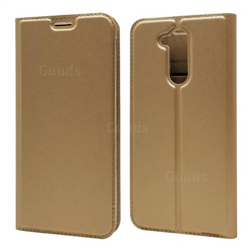Ultra Slim Card Magnetic Automatic Suction Leather Wallet Case for Docomo LG style2 L-01L (6.0 inch) - Champagne