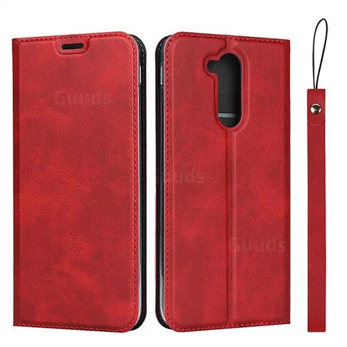 Calf Pattern Magnetic Automatic Suction Leather Wallet Case for Docomo LG style2 L-01L (6.0 inch) - Red