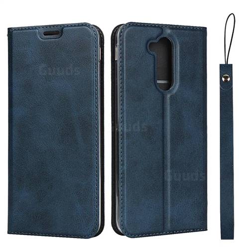 Calf Pattern Magnetic Automatic Suction Leather Wallet Case for Docomo LG style2 L-01L (6.0 inch) - Blue