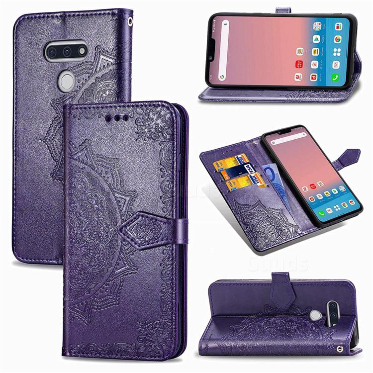 Embossing Imprint Mandala Flower Leather Wallet Case for LG style3 L-41A (Docomo) - Purple