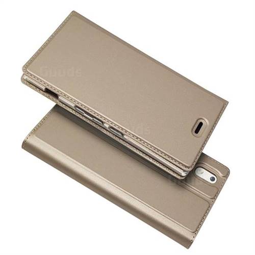 Ultra Slim Card Magnetic Automatic Suction Leather Wallet Case for Docomo  Mono MO-01K - Champagne