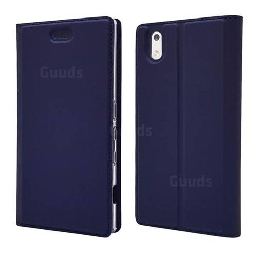 Ultra Slim Card Magnetic Automatic Suction Leather Wallet Case for Docomo Mono MO-01K - Royal Blue
