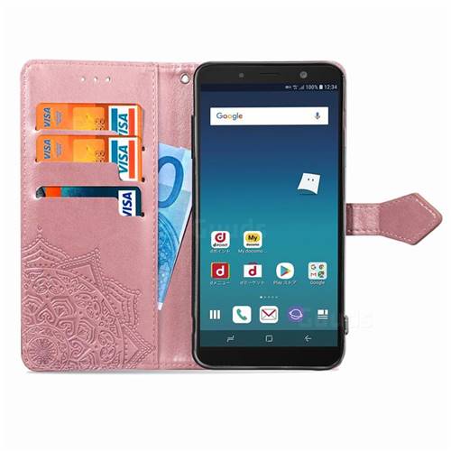 Embossing Imprint Mandala Flower Leather Wallet Case For Docomo Galaxy Feel2 Sc 02l Rose Gold Docomo Galaxy Feel2 Sc 02l Cases Guuds