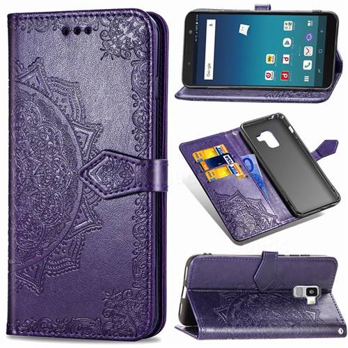 Embossing Imprint Mandala Flower Leather Wallet Case for Docomo Galaxy Feel2 SC-02L - Purple