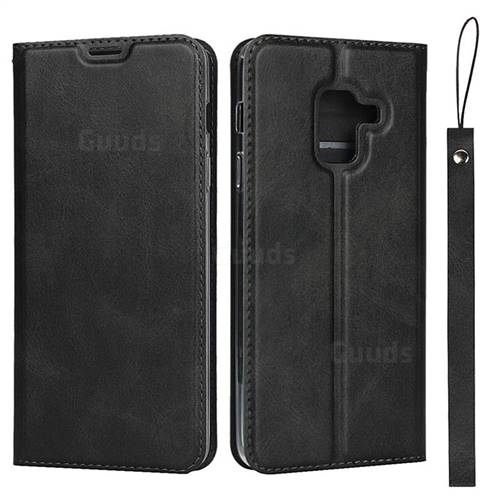 Calf Pattern Magnetic Automatic Suction Leather Wallet Case for Docomo Galaxy Feel2 SC-02L - Black