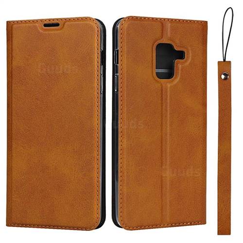 Calf Pattern Magnetic Automatic Suction Leather Wallet Case for Docomo Galaxy Feel2 SC-02L - Brown