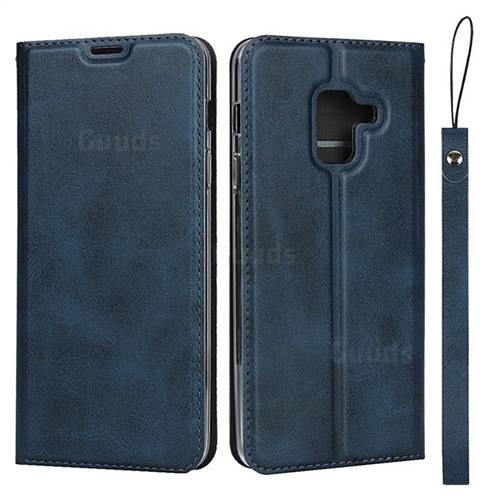 Calf Pattern Magnetic Automatic Suction Leather Wallet Case for Docomo Galaxy Feel2 SC-02L - Blue