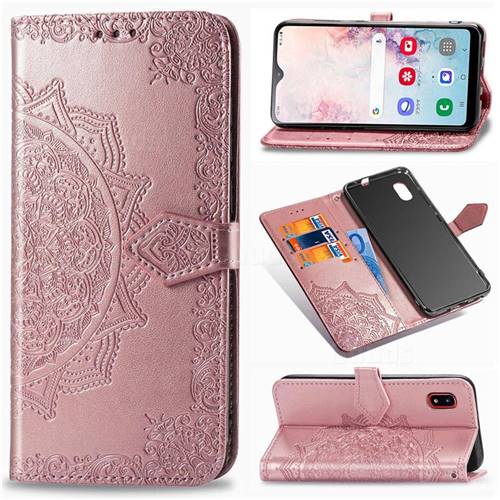 Embossing Imprint Mandala Flower Leather Wallet Case for Docomo Galaxy A20 (Japanese version, SC-02M, UQ) - Rose Gold