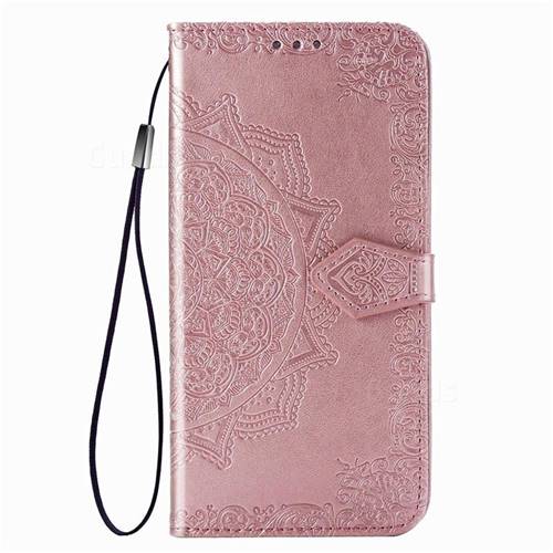 Embossing Imprint Mandala Flower Leather Wallet Case for Docomo Galaxy A20  (Japanese version, SC-02M, UQ) - Rose Gold - Galaxy A20 SC-02M - Guuds